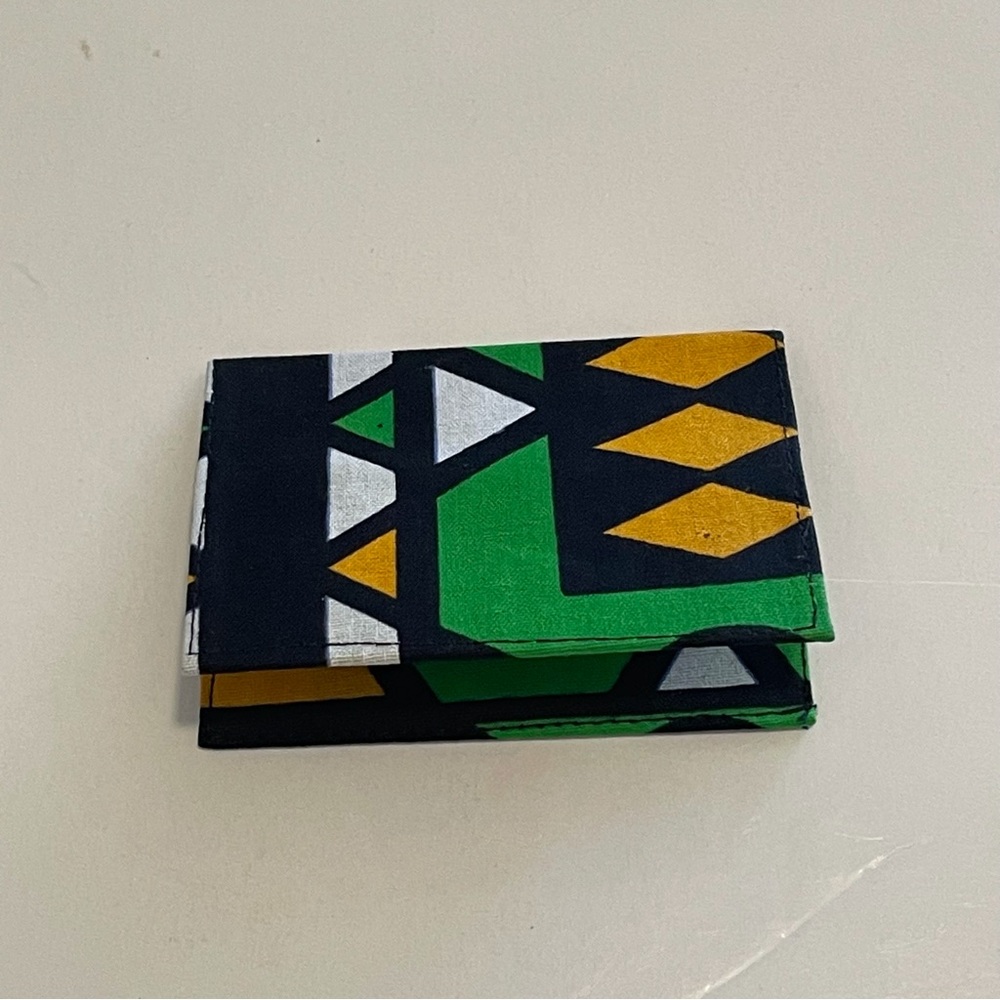 Green African Print Ankara Cotton Multicolor Handmade Cardholder